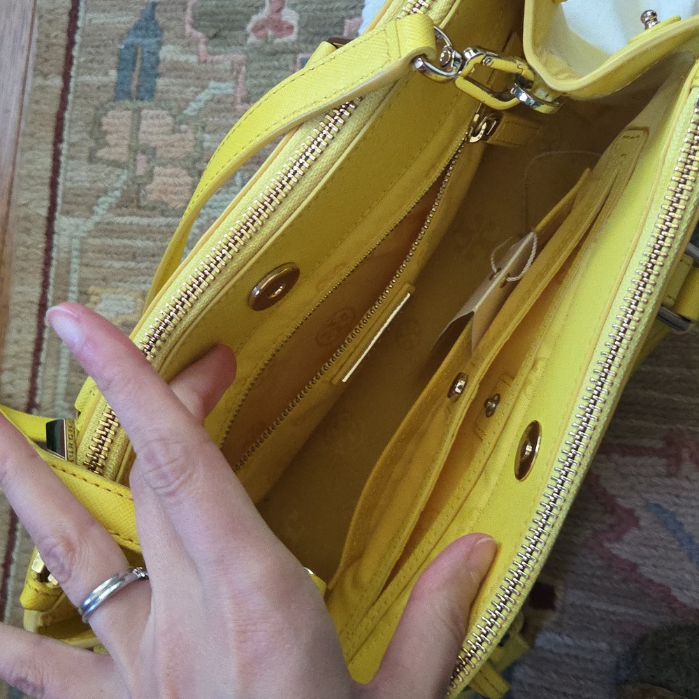 NWT Tory Burch Quilted Mini Robinson Yellow Handbag - Picture 4 of 6